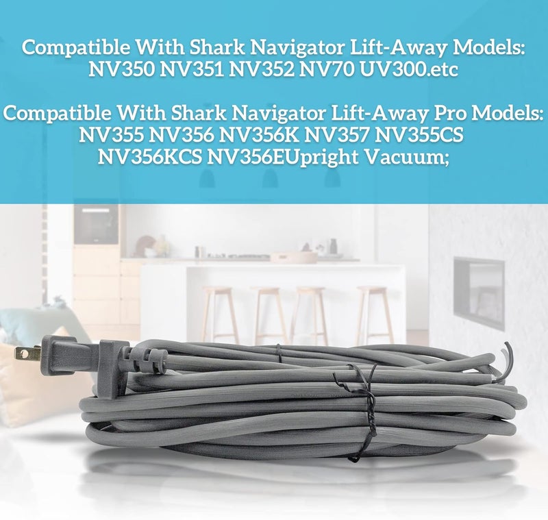 PROSOCOOL 36Ft Vacuum Cleaner Power Cord Replacement for Shark Navigator Lift-Away NV341 NV402 NV450 NV502 Upright Vacuum,Rotator Lift-Away Pro NV355 NV356 NV357 UV400 UV540 NV36 NV60 NV80 NV360 NV370 NV585 - Image 5